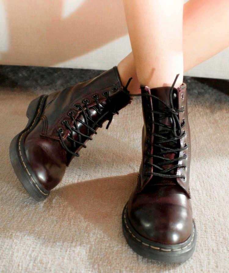 black polish on oxblood boots
